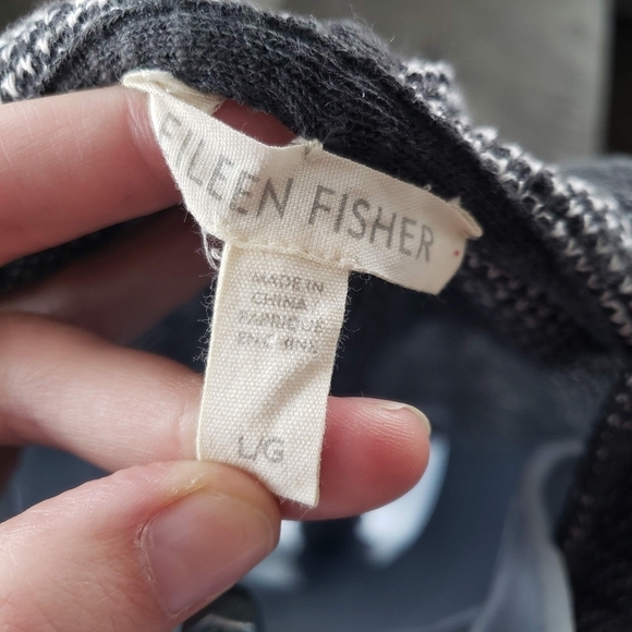 Eileen Fisher Women's Large Charcoal Grey Long Sleeve Hooded Sweatshirt Top - Picture 7 of 8